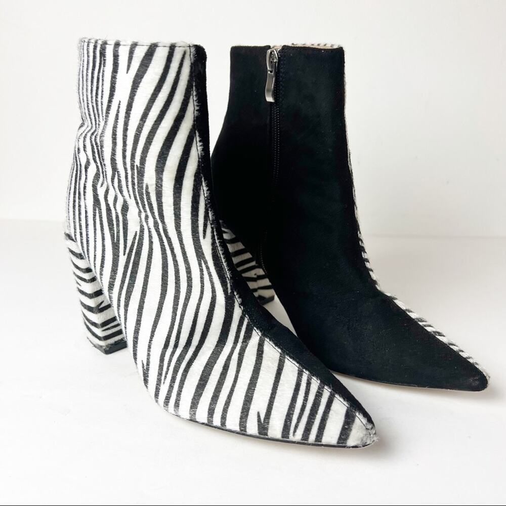 SZ 5 Nasty Gal Black Half Zebra Print Bootie